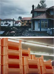 Dan Graham, Two works: (i) 'Baloon-Houses; for Chinese families, Vancouver B.C., Canada ; (ii) Kitchen Trays, Discount-House, Jersey City, N.J., 1988, colour photograph