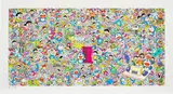 Wouldn't It Be Nice If We Could Do Such A Thing by Takashi Murakami, 2019, screenprint with cold stamped gold and silver foil on wove paper, sold May 2023