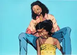 Joy Labinjo, Wash Day, 2021, digital pigment print with gloss silkscreen glaze on paper