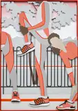Lauren Keeley, Then repeat, 2017, screenprint, linen and powder coated steel on wooden panel, in artist's frame