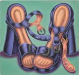 Pedro Pedro, Pair Of Heels, 2019, textile paint on linen