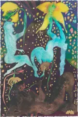 Afternoon with la Soufrière (Prelude 4) by Chris Ofili, 2021, digital pigment print, enhanced with gold leaf, sold Sep 2023