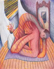 Justin Liam O'Brien, My arms feel twelve feet long, 2020, coloured pencil on paper