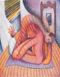 Justin Liam O'Brien, My arms feel twelve feet long, 2020, coloured pencil on paper