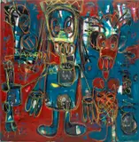 Aboudia, Untitled, 2018, acrylic, paper collage and oilstick on canvas