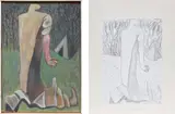 Kurt Hüpfner, Two works: (i) Kleines Biwak ; (ii) Kleines Biwak, 1994, (i) acrylic on linen, in artist's frame (ii) graphite on paper mounted on paper