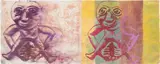 Nancy Spero, Sheela-na-Gig, 1996, handprinting and printed paper collage on paper