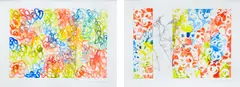 Ghada Amer, Two works: (i) Odalisque ; (ii) Feet, 1999-2000, embroidery, graphite and acrylic on paper