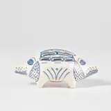 Grayson Perry, Piggy Bank, 2017, White ceramic piggy bank painted in blue and glazed, with rubber stopper, contained in the original cardboard box