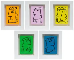 Thierry Noir, Five works: (i-v) Untitled, 2016, acrylic on canvas, in artist's frame