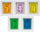 Five works: (i-v) Untitled by Thierry Noir, 2016, acrylic on canvas, in artist's frame, sold Nov 2023