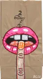 Brian Calvin, Untitled, 2020, ink and marker pen on paper bag