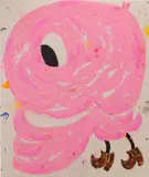 Szabolcs Bozó, Rózsa Csibe (Pink Bird), 2022, acrylic, oil and oil stick on canvas