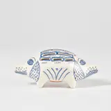 Grayson Perry, Piggy Bank, 2017, White ceramic piggy bank painted in blue and glazed, with rubber stopper, contained in the original cardboard box