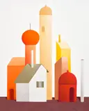 Nicolas Party, Houses, 2015, soft pastel on linen