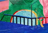 David Hockney, Self-Portrait on the Terrace, 1984, oil on canvas, in 2 parts