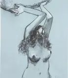 George Condo, The Rock Thrower, 2007, charcoal and white pastel on canvas
