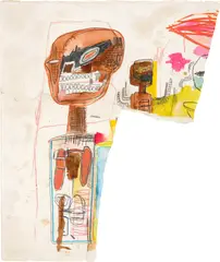 Untitled by Jean-Michel Basquiat, 1984-1985, watercolour, oil stick, crayon and pencil on paper, sold Mar 2022