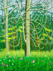 David Hockney, The Arrival of Spring in Woldgate, East Yorkshire in 2011 (twenty eleven) - 4 May, 2011, iPad drawing printed on four sheets of paper and mounted on four sheets of Dibond