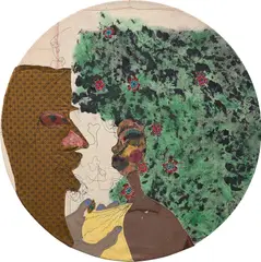 Tschabalala  Self, Bush, 2016, fabric collage, thread, acrylic and oil on canvas