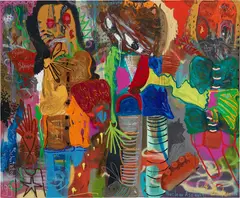 André Butzer, Schutztod (Teil 1), 1999, acrylic on canvas