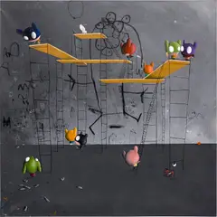 Edgar Plans, My Little Monster Loves Balloons, 2020, oil on canvas