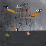 Edgar Plans, My Little Monster Loves Balloons, 2020, oil on canvas