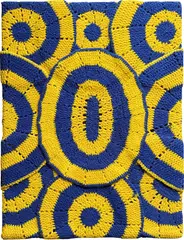 DP18 by Zak Ové, 2016, crouche doilies on sackcloth on plywood frame, sold Mar 2022