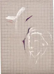 Michael Krebber, Untitled, 1999, acrylic and pastel on patterned fabric