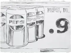 Untitled (Pepsi Cans) by Andy Warhol, 1984, acrylic on paper, sold Mar 2022