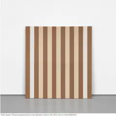 Daniel Buren, Peinture acrylique blanche sur tissu rayé blanc et marron, white acrylic paint on cotton, woven in alternating white and marron vertical stripes