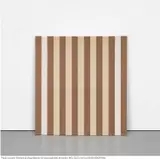Daniel Buren, Peinture acrylique blanche sur tissu rayé blanc et marron