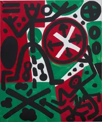 Komposition by A. R. Penck, 1990, oil and acrylic on canvas, sold Mar 2022