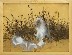 der Morgenthau-Plan (The Morgenthau Plan) by Anselm Kiefer, 2021, Photographic emulsion and gold leaf on silvered glass and gold leaf on paper, in artist's wooden frame covered with gold, sold Mar 2022