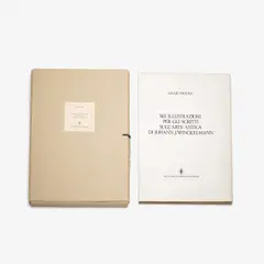 Giulio Paolini, Bound Volume Edition of Six Illustrations for the Writings on Ancient Art by Johann J. Winckelmann, 1977, bound volume with six plates printed in lithography and silkscreen with paper collage, in card portfolio