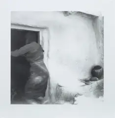 Goshka Macuga, Untitled 5 (Aby Warburg Photograph, April 1896, Pueblo woman escaping into her house at the sight of Warburg’s camera), 2008, hand-printed silver gelatin photograph