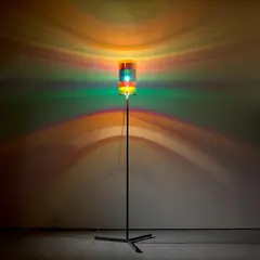 Striped eye lamp by Ólafur Elíasson, 2005, colour effect filter glass, steel, cable, bulb and plastic light switch, sold Mar 2022