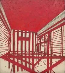 Tony Bevan, Red Ceiling (PC9819), 1998, acrylic and charcoal on canvas