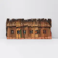 El Anatsui, Primary School, 2003, carved and painted wood and padlocks