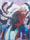 Amani Lewis, Brittany, Always And Forever (John 11:25), 2020, acrylic, digital collage and glitter on canvas