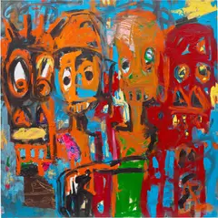 Untitled by Aboudia, 2015, oil stick and acrylic on canvas, sold Apr 2022
