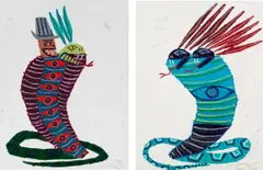Two works: (i) Untitled ; (ii) Untitled by Jordy Kerwick, 2021, pastel and oil on paper, sold Apr 2022