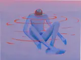 Caleb Hahne Quintana, Boy In Water, 2019, pastel, gouache and acrylic on panel