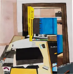 Jonas Wood, Dad's Study 2, 2008, gouache and coloured pencil on paper