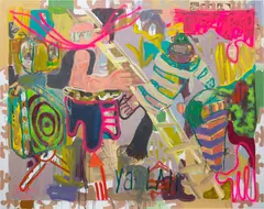 Gresham Tapiwa Nyaude, Bearing Gifts, 2018, paper collage, spray paint, acrylic and oil on canvas