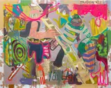 Gresham Tapiwa Nyaude, Bearing Gifts, 2018, paper collage, spray paint, acrylic and oil on canvas