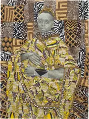 Marion Boehm, Evans, 2017, textile and photo collage on paper