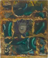 Untitled by Issy Wood, 2016, oil on canvas board, sold Apr 2022