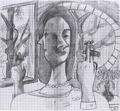 Gahee Park, Woman with Cigar, 2016, graphite on paper
