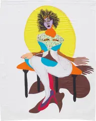 Tschabalala  Self, Princess, 2018, hand-sewn cotton and tulle on cotton